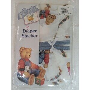 Springmaid Wamsutta Teddy Panda Bear Blocks Diaper Stacker Blanket VTG NOS